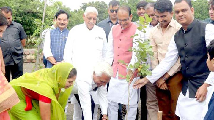 Chief Minister Shivraj Singh planted saplings with former ministers, social workers and environment lovers