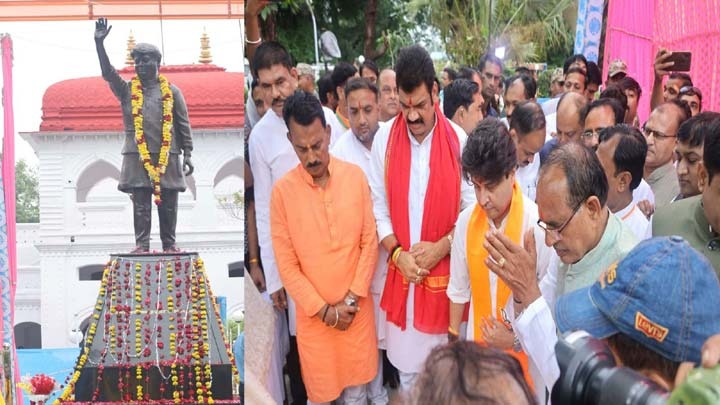 Chief Minister Shivraj Singh unveiled the statue of former Union Minister Shrimant Madhavrao Scindia