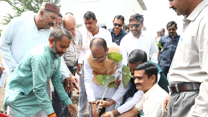 CM Shivraj Singh planted saplings of Banyan, Kadamba and Gulmohar